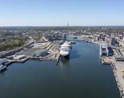 Luftaufnahme des Norwegenkai am Seehafen Kiel